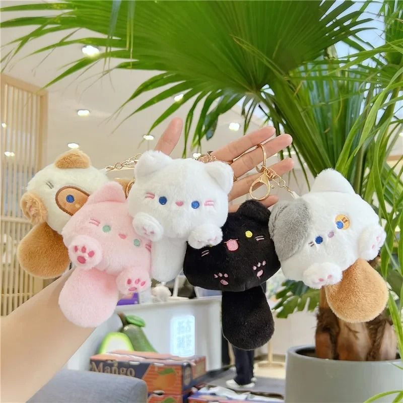 Cute Plush Cat Squeak Keychain – Kawaii Accessory & Pendant for Backpacks, Handbags & Schoolbags