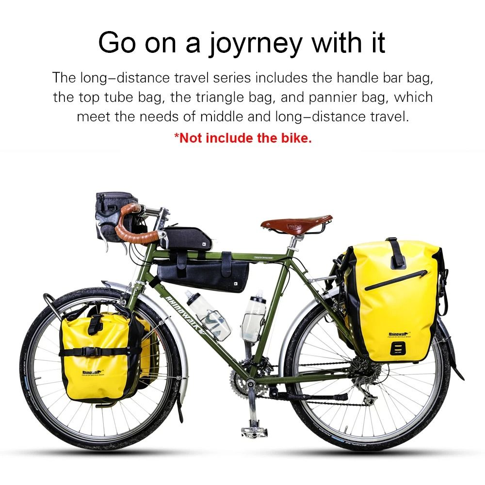 Rhinowalk Waterproof Bike Bag Set with Pannier Handlebar and Frame Bags for Long Distance Cycling