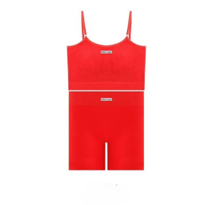Women Seamless Yoga Wear Set with Halter Vest and Pants