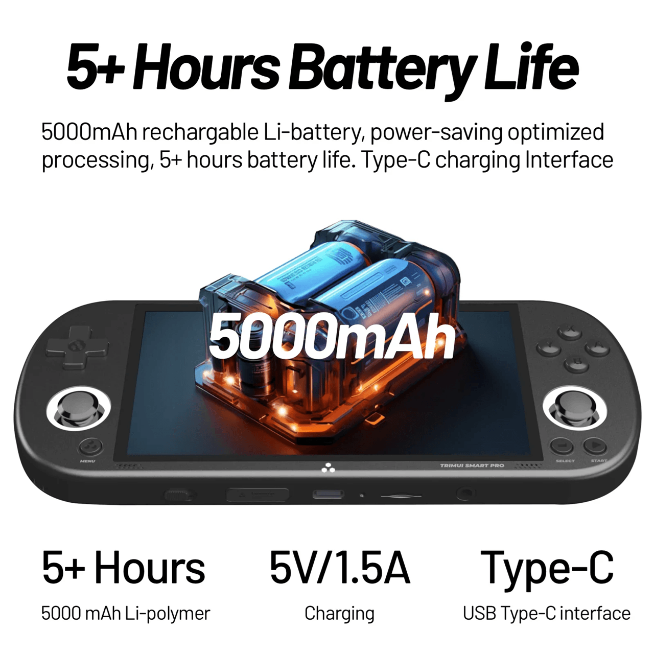 Trimui Smart Pro Retro Handheld Game Console with 4.96 Inch IPS Screen and RGB Lighting