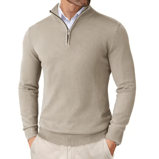 Mens Quarter Zip Knit Sweater Slim Fit Lightweight Mock Neck Pullover