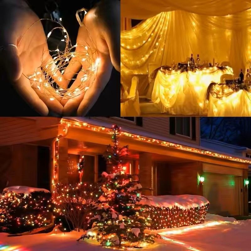 Battery Operated Silver Copper Wire String Lights with Remote