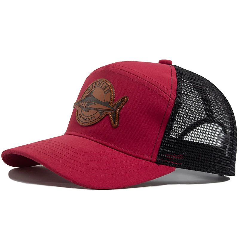 Shark Leather Label 7 Panel Mesh Trucker Cap