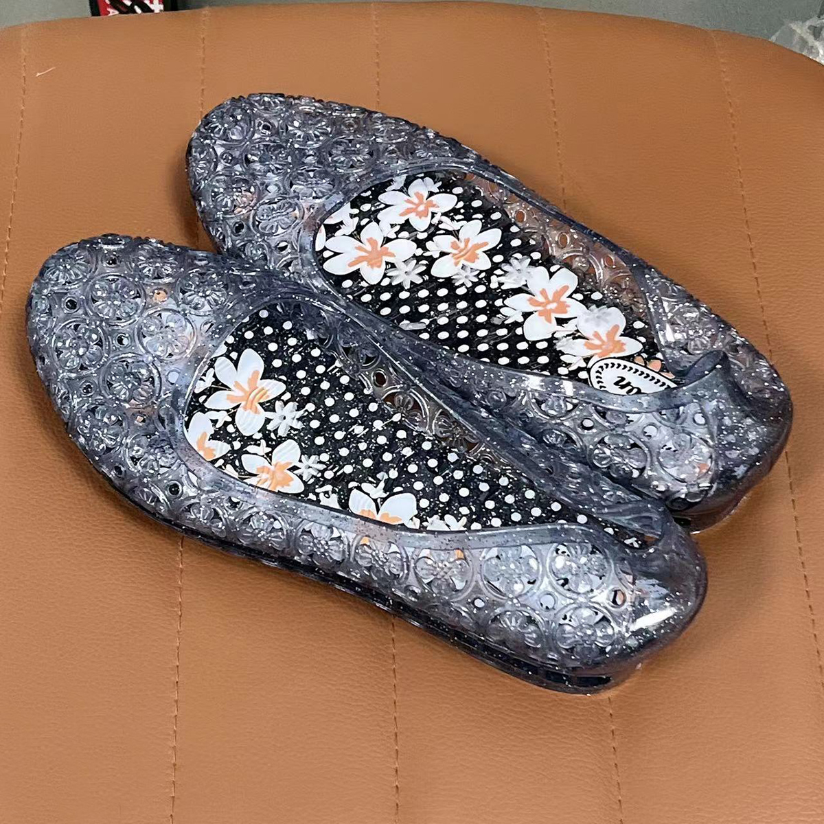 Womens Sequin Flat Ladies Sandals, Clear Beach Jelly Shoes Sandalias De Mujer Stylish Summer Flats
