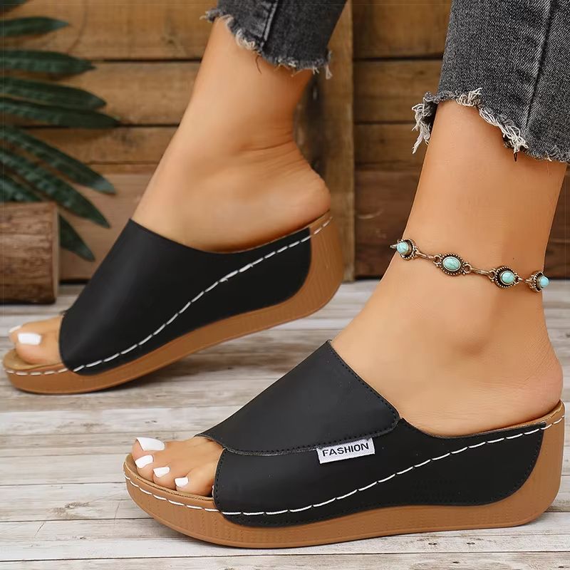 Women's Luxury Wedge Sandals Summer Heeled Open Toe Slip On Casual Shoes