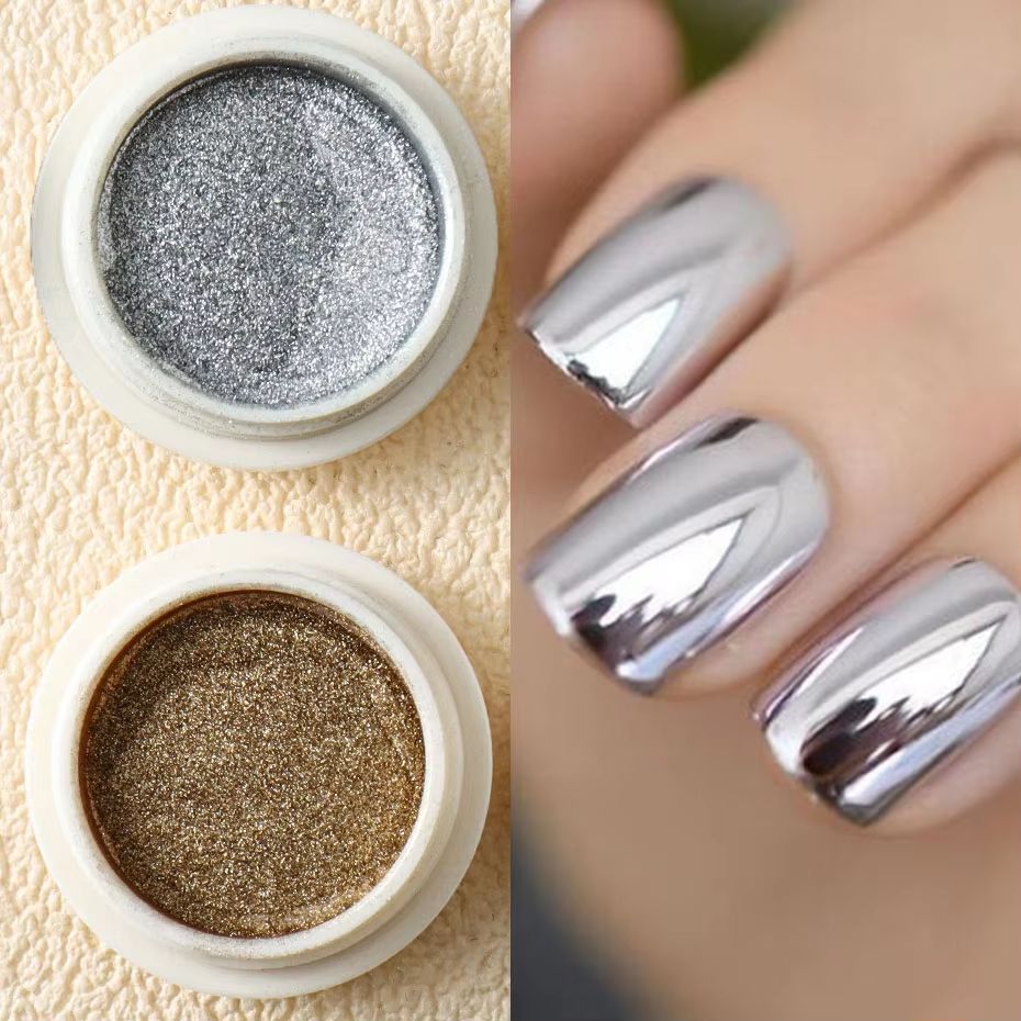6-Piece Metallic Mirror Nail Art Dust Set with Chrome Glitter Pigments