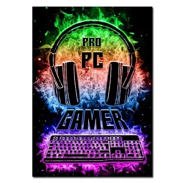 3-Piece Gaming Room Canvas Prints | Punk Style Gamepad Wall Art