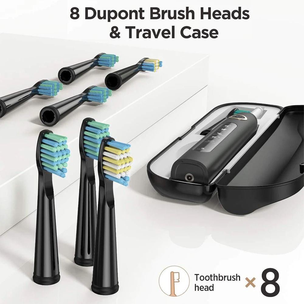 Electric Sonic Toothbrush Set with Travel Case and 10 Brush Heads