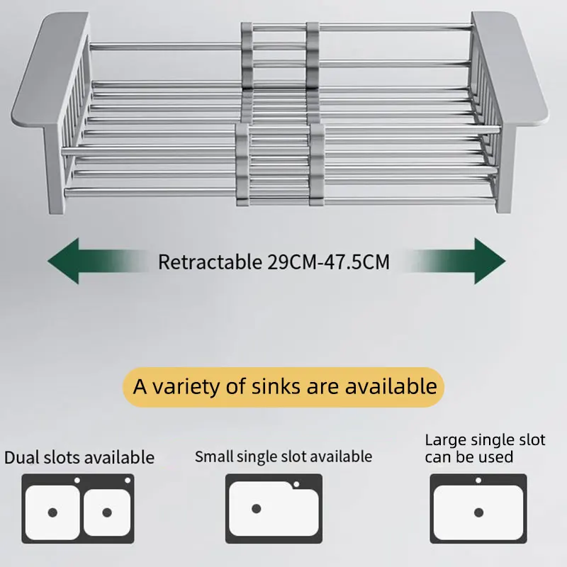 Space-Saving Folding Kitchen Sink Drain Rack - Stainless Steel Dish Organizer
