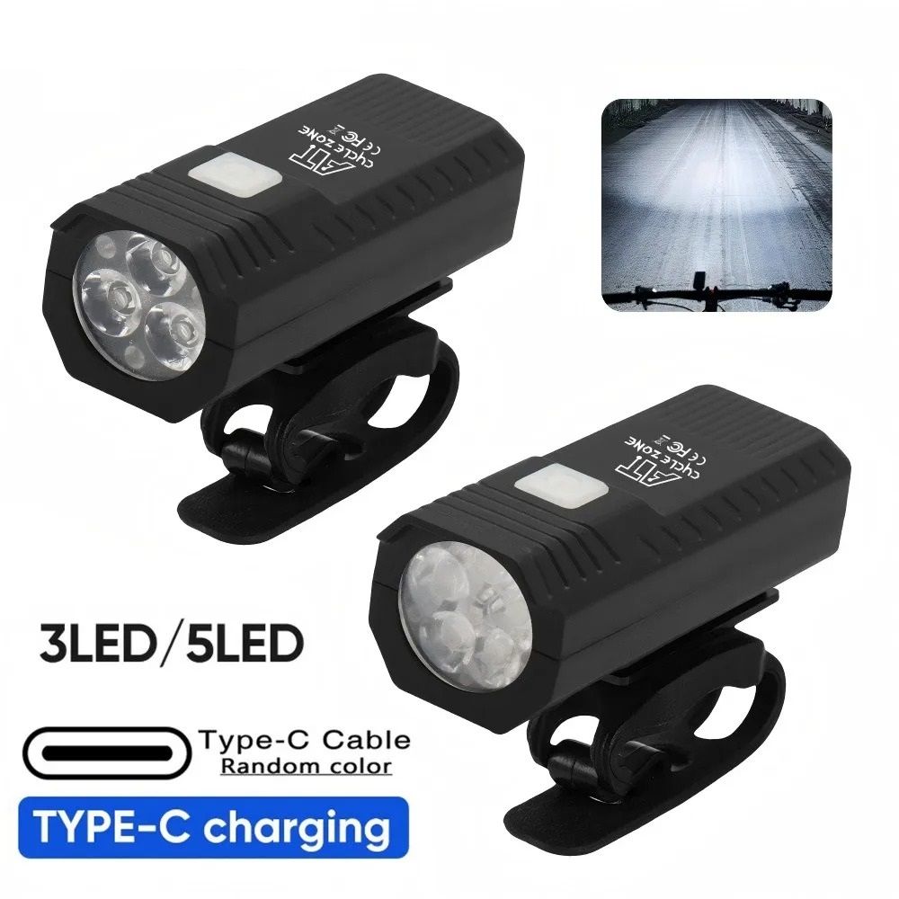 USB Rechargeable Bike Front Light and Taillight Set with Three Lighting Modes