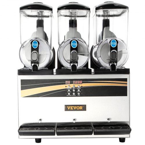 3x15L Commercial Slushy Machine, 1200W Stainless Steel Frozen Drink Maker, Adjustable Temperature (26.6°F-28.4°F)