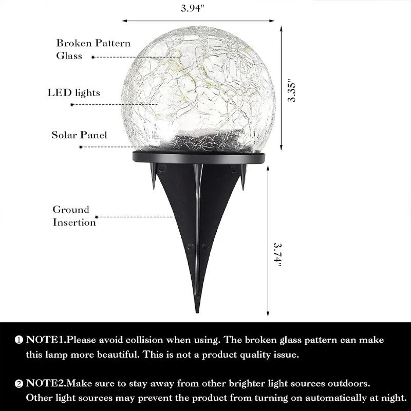 Artisan Solar Cracked Glass Globe Stakes