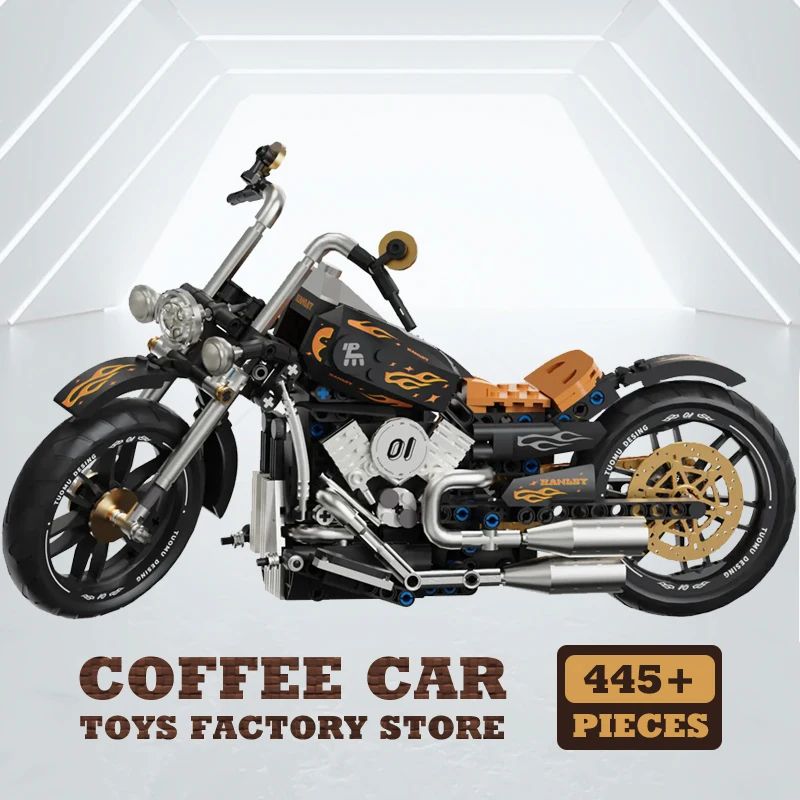 High-Tech Retro Motorbike MOC Bricks Building Blocks Toy – City Racing Motorcycle Model for Kids and Adults