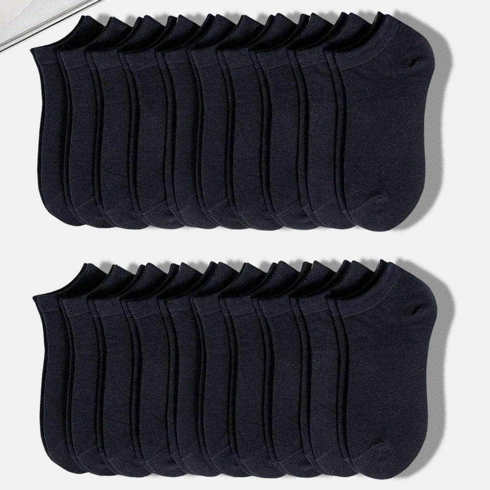 High-Quality Men Solid Black Ankle Socks, Breathable, Antibacterial, Anti Odor Fashionable Versatile Casual Socks