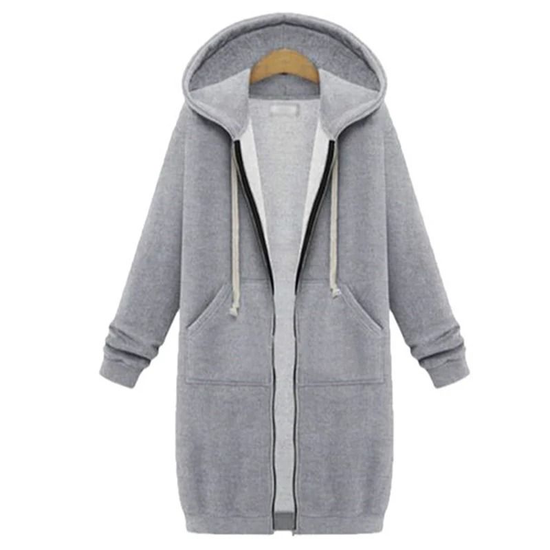 Womens Thick Hooded Maxi Jacket Parka Loose Zipper Pocket Sweatshirt Dress