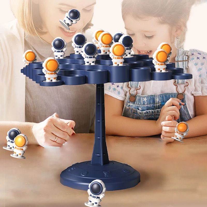 Kids Balance Tree Board Game Astronaut & Frog Themed Stack & Balance Toy