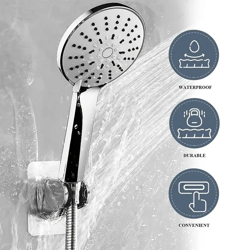 Adjustable Showerhead Holder, Self-Adhesive, No-Drill Wall Mount Bracket for Universal Household Showers