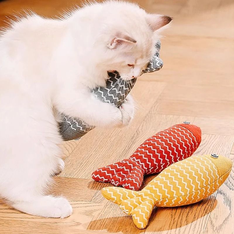 Cat Plush Simulation Fish Toy with Catnip