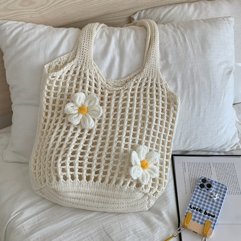 Women Knitted Shoulder Bag Chic lightweight Summer Beach Tote Large Capacity Casual Top Handle Hobo Handbag