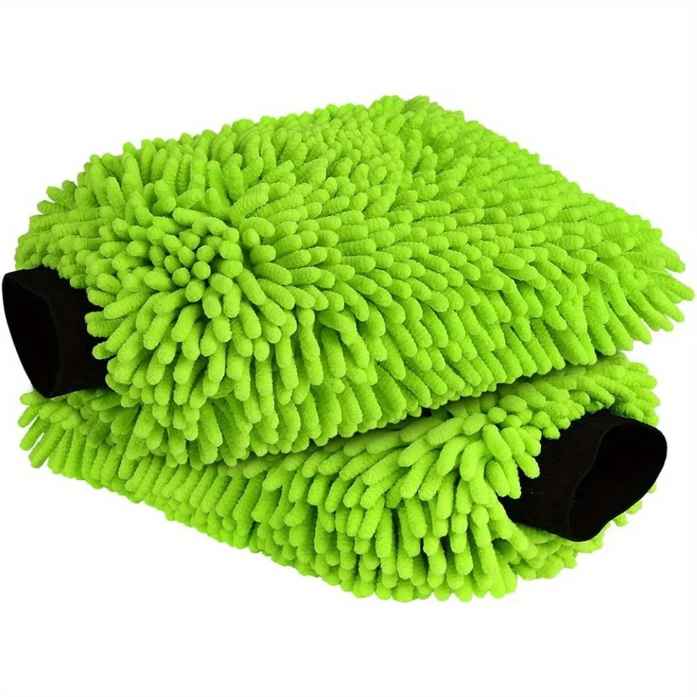 High-Quality Car Cleaning Microfiber Gloves, Lint-Free, Scratch-Free, Green Car Wash Gloves