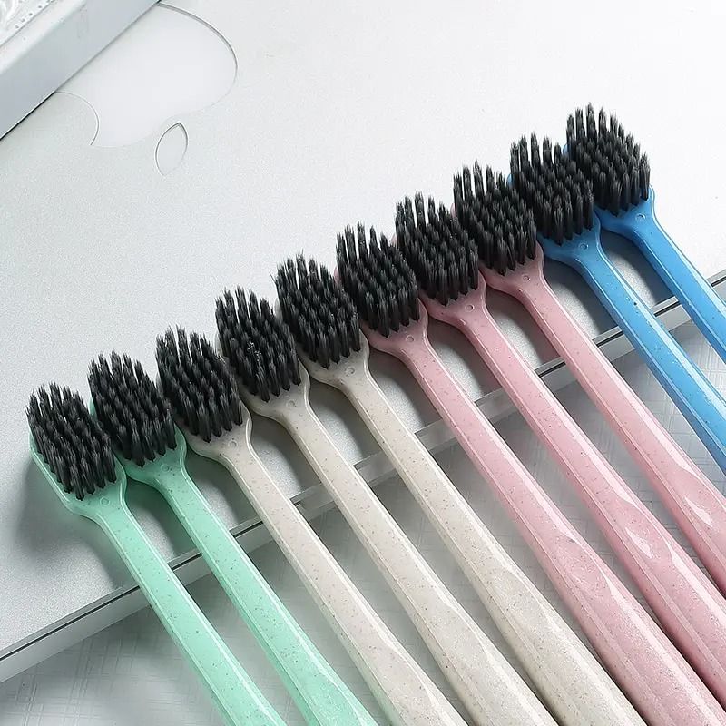 Natural Wheat Straw & Bamboo Charcoal Soft Toothbrush | 10-Piece Family Value Pack