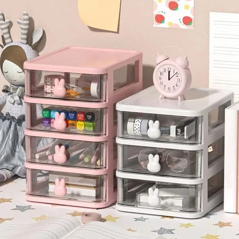 Multi Tier Clear Stacking Drawer Organizer Modular Desktop Storage Box