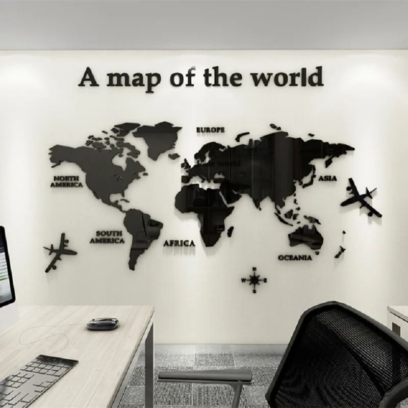 Architectural 3D Acrylic World Map Mural