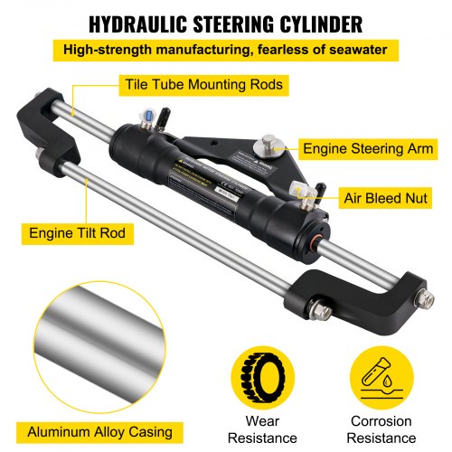 Hydraulic Boat Steering Kit with Helm Pump, 300HP Outboard System & 16ft Hydraulic Steering Hose