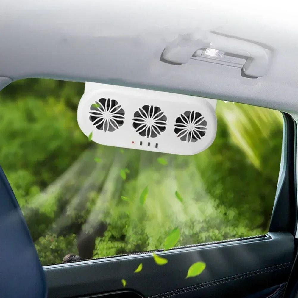 Solar Powered Car Window Exhaust Fan with USB Charging