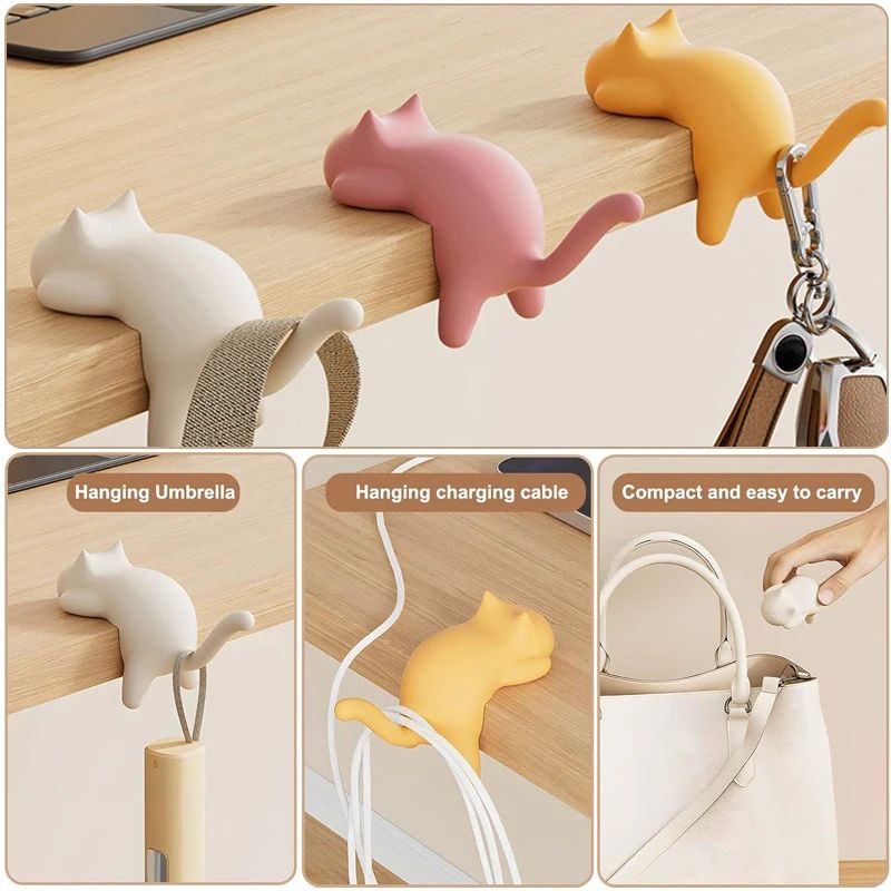 Cute Cat Table Keychain Hook Holder