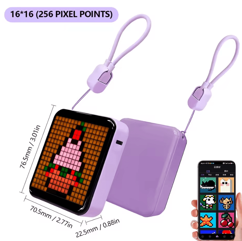 LED Pixel Display Night Light – DIY Matrix Panel with Digital Clock & Fun Text