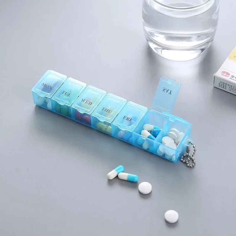 Weekly 7 Day Pill Organizer and Medication Storage Container