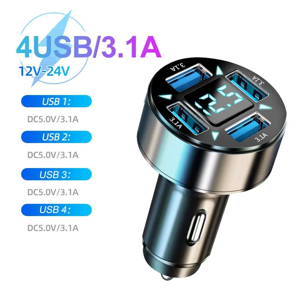 High Power Car Charger with Digital Display PD and QC 3.0 Fast Charge