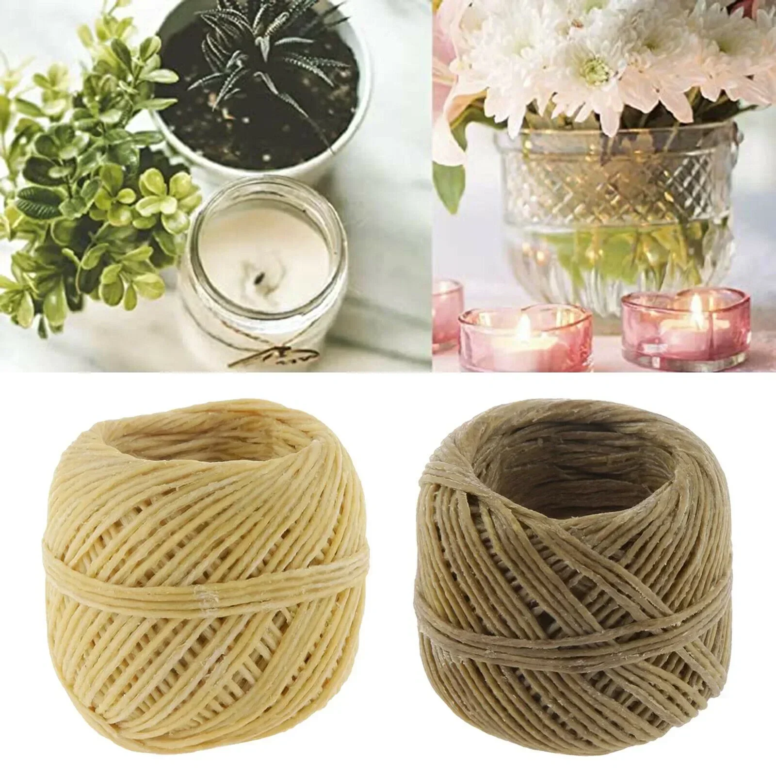 Natural Beeswax Coated Hemp Wick, 33 FT Roll, For DIY Candle Making, Votives, Tea Lights, Pre-Waxed for Easy Use