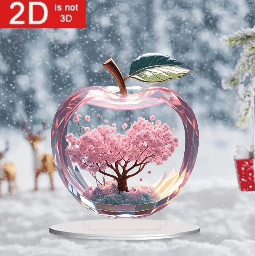 Romantic Cherry Blossom Apple Acrylic Desk Decor – Nordic Aesthetic Tabletop Ornament