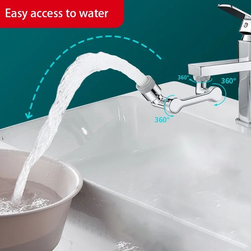 FlexFlow 1080° Rotatable Faucet Sprayer Head – Universal Tap Extender with Dual Spray Modes