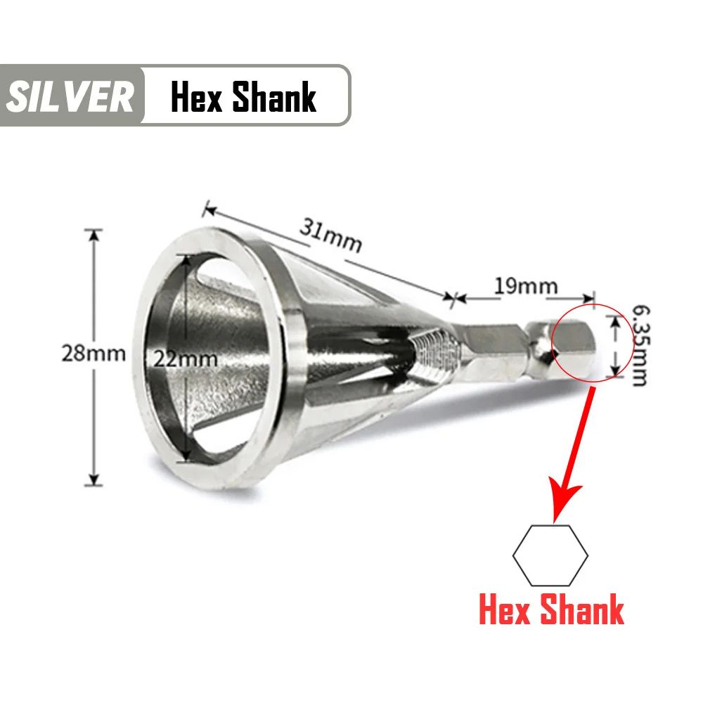 6-Flute External Deburring Chamfer Tool Drill Bit – Hex/Triangle Shank Metal Trimming & Screw Burr Remover
