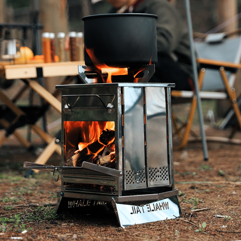 Portable Stove Foldable Wood Burning Camp Stove for Outdoor Cooking Hiking Survival