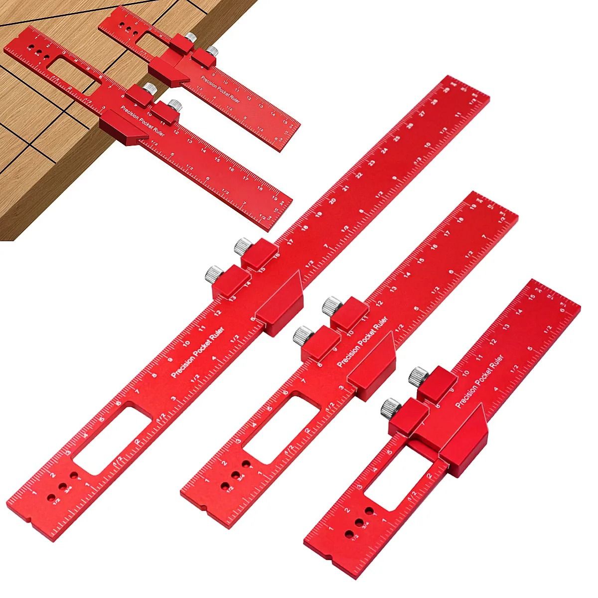 Precision Pocket T Track Scribing Ruler with Slide Stop