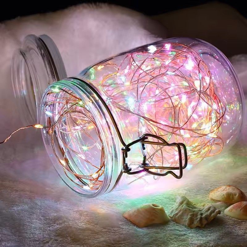Battery Operated Silver Copper Wire String Lights with Remote