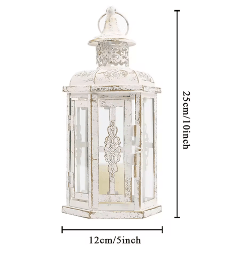 Vintage Nordic Iron Candle Holder Lantern Black Hanging Decorative Lantern for Home and Wedding Decor