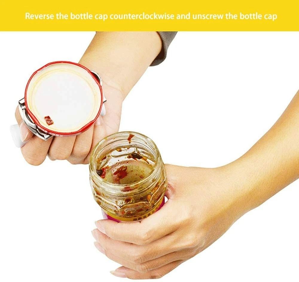Easy Grip Adjustable Bottle Opener, Stainless Steel Jar Lid Remover, Twist Off Can Tool