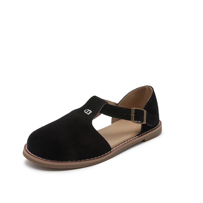 New Retro Women's Sandals Flat-Soled Frosted Leather Hollow Roman Shoes