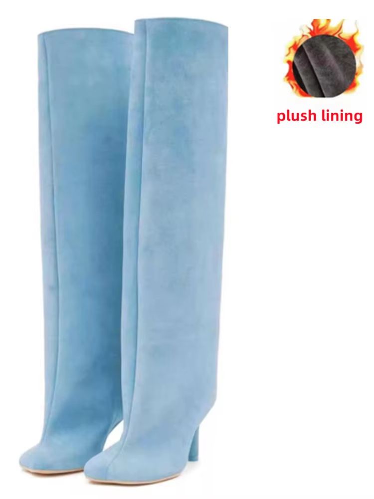 Autumn Winter Women's Knee High Boots – 6cm Slim High Heels, Round Toe Fashion Long Boots, Knight-Inspired Style