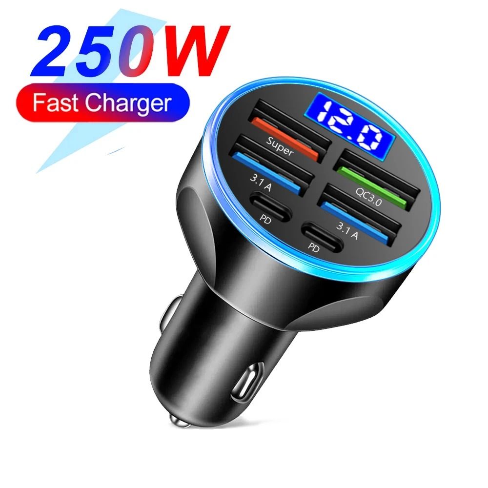 High Power Car Charger with Digital Display PD and QC 3.0 Fast Charge