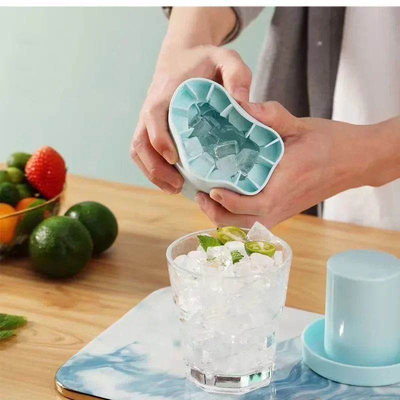 Silicone Ice Cube Mold with Compact Round Ice Bucket Design