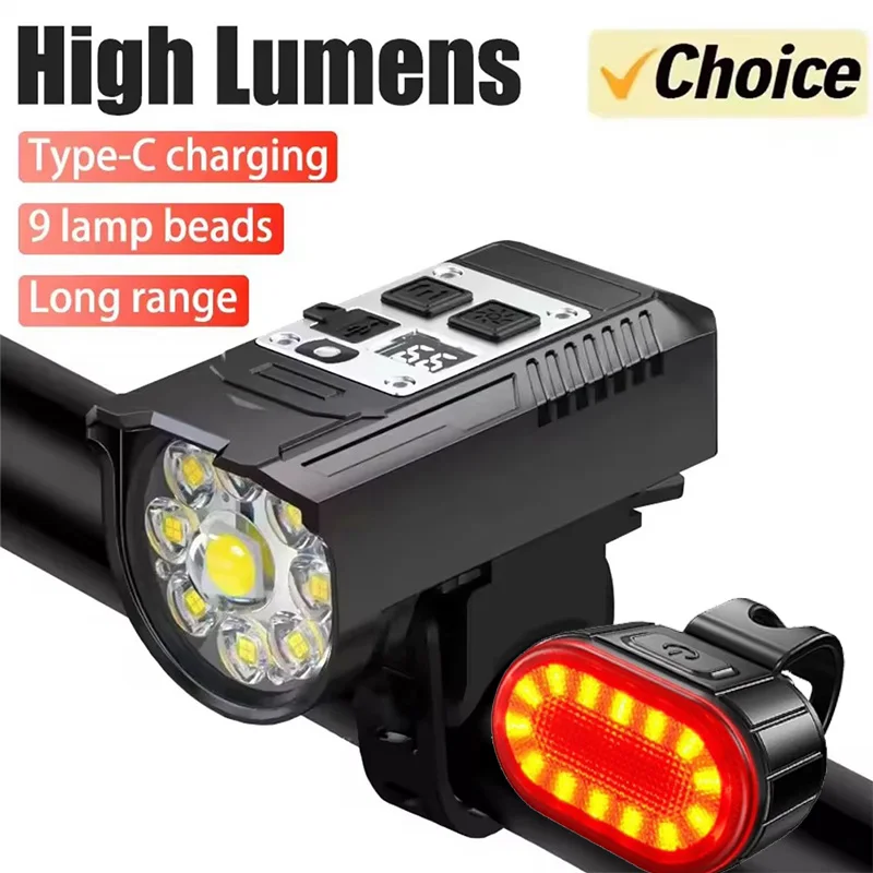 USB C Rechargeable Bicycle Front Light & Smart Sensor Rear Light  Waterproof, Bright Safety Cycling Light