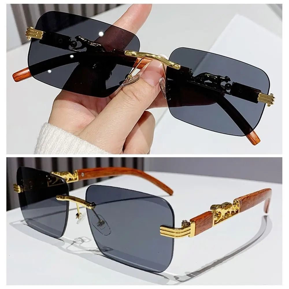 Rimless Cut-Edge Sunglasses – Metal Temple Retro Shades – High-Yield Optical Interaction Hub
