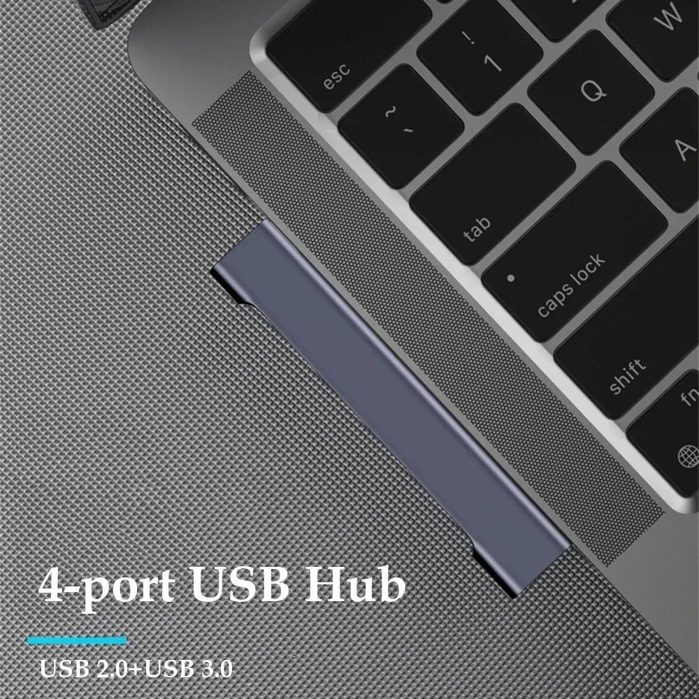 FlexPort 4-Port USB 3.0 Hub – High-Speed 5Gbps Type C USB Splitter for PC & Laptop