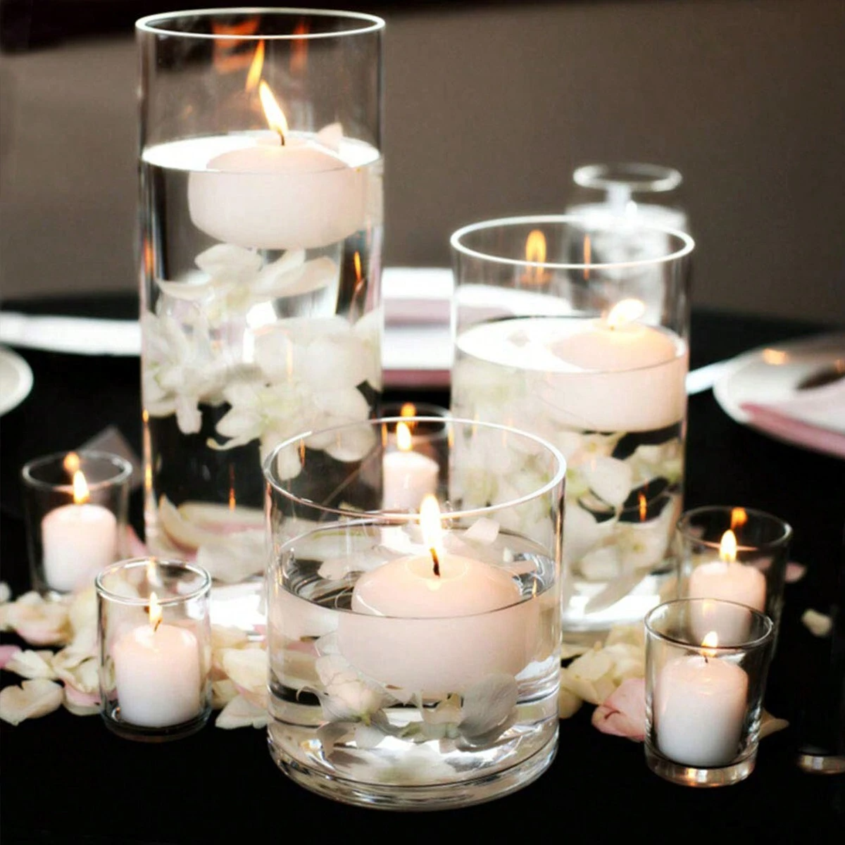 Large Capacity Glass Vase Candle Decoration Straight Tube Wedding Glass Cup Dining Table Storage Jar Candlestick